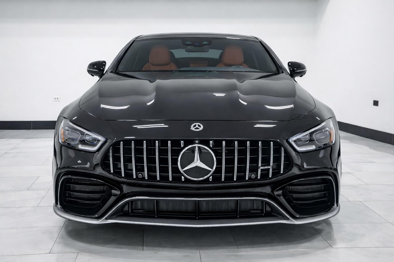 Front view of the black Mercedes-Benz AMG GT 63
